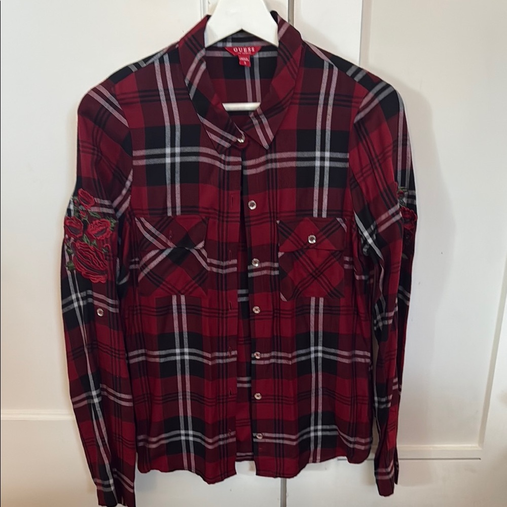 Guess Women's Red Plaid Shirt